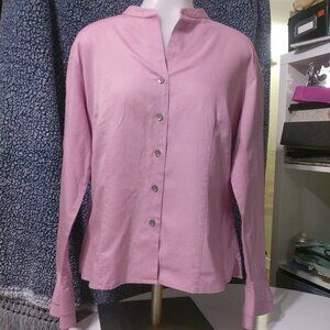 Talbots Blouse Button Up Shirt Pink Long Sleeve Size 12